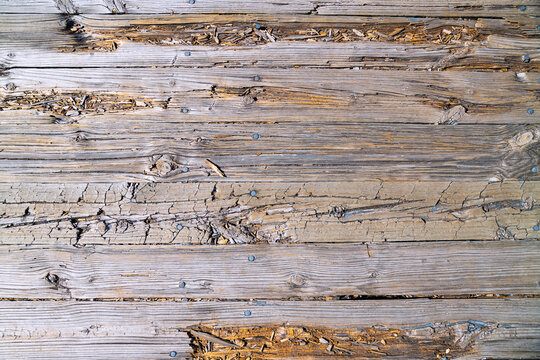 Rotten wood planks on deck